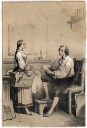 Alois Senefelder (tai Aloysius tai Aloys) tai Johann Nepomuk Franz Aloys (1771-1834), tšekkiläinen runoilija ja kaivertaja, jää ilman paperiarkkia vihan ja epätoivon hetkenä, joka sai hänet heittämään kaiken tuleen, kirjoitti huomautus pyykistä