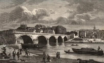Angers - Maine-et-Loire Pays de la Loiren alueella - kaiverrus "France illustree: maantiede, historia, tilastohallinto" V.-A. Maltaanruskea. 1884