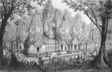Angkor, Baion Ruins, kuva Atlas du voyage d’exploration en Indochine, 1866-68, Doudart de Lagree, julkaistu 1873, Paris, Hachette
