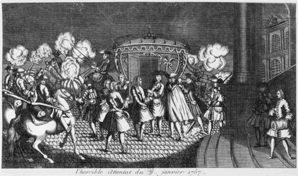 Robert François Damiensin murhayritys kuningas Ludvig XV:tä (1710-74) vastaan 5. tammikuuta 1757