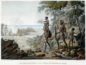 Australian aboriginaaliperhe matkustaa