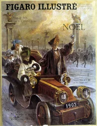 Automobile Dion-Bouton 1905 ja Grunwaldtin takit ja turkikset - elokuvassa "" Le Figaro Illustré", joulukuu 1904