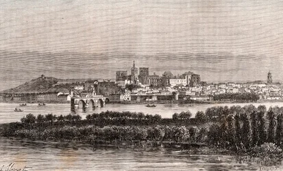 Avignon Vauclusessa - V.A. Malt-Brownin kaiverrus "La France illustrée: maantiede, historia, tilastohallinto". 1884