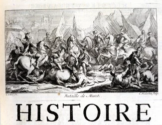 Muretin taistelu 12. syyskuuta 1213 - Joseph Vaisseten teoksessa "Languedocin yleinen historia", Pariisi