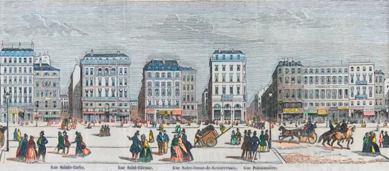 Boulevard Poissonniere - Rue Saint Barbe - Rue Saint Etienne - Rue Notre Dame de Reouvrance - Rue Poissonniere - Kaiverrettu "Tableau-de-Paris", Edmond Texier 1852