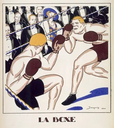 Nyrkkeily, kuvasta "Monsieur" 1920 (pochoir-painatus).