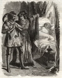 Nostamalla ovea hän näytti miehelle oman vaimonsa makaavan alasti. Louis I Valois Orleansin herttua (1372-1407) sai Raoul d