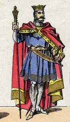 Capetian-dynastia: Hugues Capetin muotokuva (940-996) Frankkien kuningas 987-996. Epinaalikuvaus 1800-luvun lopulta. Yksityinen kokoelma.