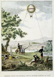 Jean Marie Joseph (Jean-Marie-Joseph) Coutellen (1748-1835) vankeudessa oleva aerostaatti ennen Mainzin piiritystä