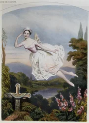 Carlotta Grisi (1819-99) Gisellenä, Adolphe Adamin (1803-56) samannimisestä baletista