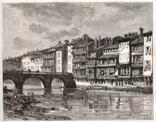 Castres - Languedoc-Roussillon-Midi-Pyreneet - kaiverrus "La France illustree: maantiede, historia, tilastohallinto" V.-A. Maltaanruskea. 1884