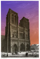 Notre-Dame de Parisin katedraali. (kaiverrus, n. 1850)