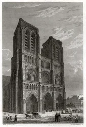 Notre-Dame de Parisin katedraali. (kaiverrus, n. 1850)