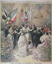 Juhlat Venäjän laivaston Toulonin vierailun kunniaksi, le Petit Journalin kansi, 21. lokakuuta 1893
