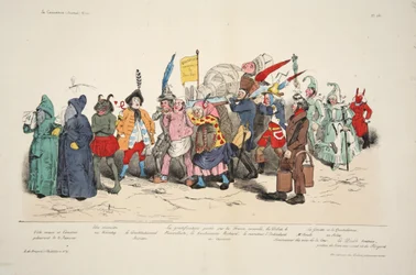 Poliittinen tuhkaseremonia, La Caricature, pub. 1833 (käsinvärinen litografia)