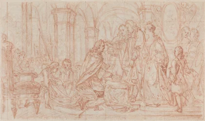 Ceremony of Consecration (punaliitu grafiitin päälle, neliöity ja kaiverrettu paperille siirtämistä varten).