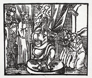 Charlemagne nimittää ritarit Reynauld, Guichard, Alard ja Richardet, Aymonin herttuan poikia