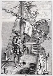 Christopher Columbus trailerissaan, sairas. Jules Vernen "" Discovery de la Terre" -toimittaja, toim. Hetzel, n.d. 19.