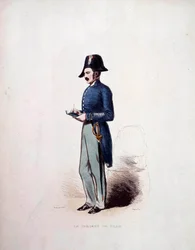 Heinäkuun monarkian (1830-1848) poliisivoimien jäsenen kaupunkikersantti univormu 1800-luvulla