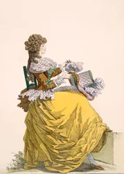 Colinette, levy nro 315, Galeries des Modes et Costumes Francais, n. 1778-87 99:vaatteet; perinteinen asu; perinteinen puku; muoti; kuva; c18th; muodikas; klo