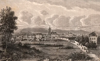 Colmar - Haut-Rhin, Alsace - kaiverrus V.A. Malt-Brownin kirjaan "La France illustrée: maantiede, historia, tilastohallinto". 1884