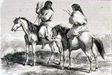 Komanssien intiaanit 1860-luvulla (kaiverrus).