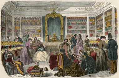 Makeisliike Pariisissa 1800-luvulla - Edmond Texierin kaiverrus "Tableau-de-Paris" 1852
