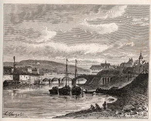 Corbeil Essonnes - kaiverrus V.A. Malt-Brownin kirjaan "La France illustrée: maantiede, historia, tilastohallinto". 1884