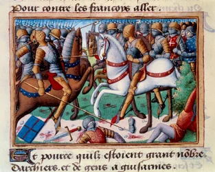 Clarencen herttuan tappio Grand-Baugyssa Anjoussa (1421). Miniatyyri Martial d