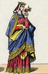 Kapetsialaisten dynastia: Hollannin Berthen tai Frieslandin Berthen muotokuva (1058-1093) Ranskan kuningatar, Ranskan Philip I:n vaimo (1052-1108). Epinaalikuvaus 1800-luvun lopulta. Yksityinen kokoelma.
