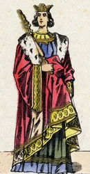 Kapetiolaisten dynastia: Ludvig X:n muotokuva, nimeltään Hutin (1289-1316), frankkien kuningas 1314-1316. Epinaalikuvaus 1800-luvun lopulta. Yksityinen kokoelma.