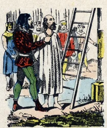 Enguerrand de Marigny (1260-1315) Vincennesissä yhdistyneen komission tuomitsema komissio ripustettiin Montfaucon Gibetissä, jolla hänellä oli Eriger - kun Philippe IV kuolee epäsuosittujen ministerinsä Enguerrand De Marigny, syytetään (epäoikeudenmukaises