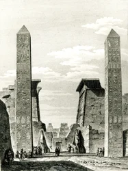 Sisäänkäynti Luxorin temppeliin, Dominique Vivant Denonin (1747-1825) matkalta Ala- ja Ylä-Egyptissä 1802