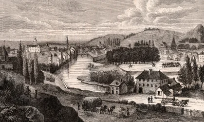 Epinal - Lorraine - kaiverrus V.A. Malt-Brownin kirjaan "La France illustrée: maantiede, historia, tilastohallinto". 1884
