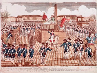 Ranskan kuningattaren Marie Antoinetten teloitus, Place de la Révolution, Pariisi, 16. lokakuuta 1793