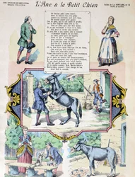 Fable de La Fontaine "Aasi ja pieni koira". Kuva: Epinal-Pellerin