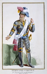 Fernand Cortez (1485-1547), kaiverrus Pierre Duflos (1742-1816), 1780 (kuparikaiverrus)