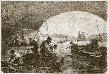 Asekalastusta Seine-joella, kuva Cassellsista Ranskan ja Saksan välisen sodan historia, 1870-1871