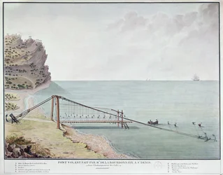 Floating Bridge for Loading Coffee, Saint-Denis, La Reunion, n. 1730-40 (wc paperilla)