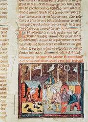 Fol.122v-kauppiaat Lendit-messuilla lähellä St. Denisiä, Grandes Chroniques de Francesta, 1375-79