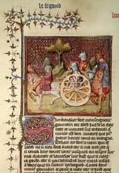 Fr.119 fol.312v Lancelot, kärryjen ritari, 1344