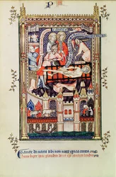 Fr 2092 f.22v St. Denis kidutetaan telineessä, Vie de St. Denis, 1317