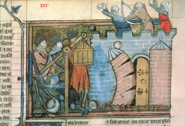 Fr 22495 fol.30 Hyökkäys kaupunkiin ristiretkien aikana, Le Roman de Godefroi de Bouillonilta
