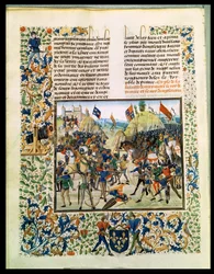 Fr 2643 f.165v Crecyn taistelu satavuotisesta sodasta, Froissarts Chroniclesta, 24. elokuuta 1346
