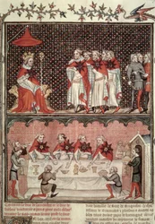 Fr 2813 fol.39 Dauphin Charles (1338-80) ja kolmen osavaltion edustajat, Grandes Chroniques de France, 1375-79