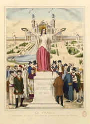 Ranska kruunaa taiteen ja teollisuuden laakeriseppeleillä Exposition Universelle 1878 -näyttelyssä Pariisissa