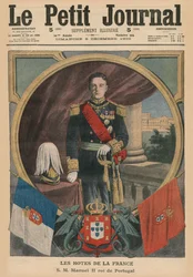 Ranskalaiset isännät, Hänen Majesteettinsa Manuel II, Portugalin kuningas, etukannen kuvitus Le Petit Journalin kuvituslehdestä, 5. joulukuuta 1909.