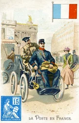 Ranskalainen postimies sähkökäyttöisessä ajoneuvossa, 1800-luvun loppu