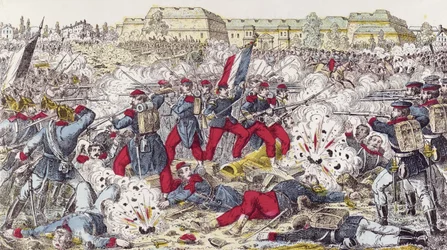 Preussin armeijan piirittämät ranskalaiset joukot Sedanin taistelussa 31. elokuuta 1870