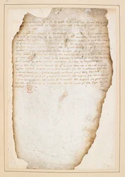 Agincourtin taistelua edeltävä ranskalainen taistelusuunnitelma, jonka laativat marsalkka Boucicault, Normandian kapteeni ja muut. 13.-21.10.1415 (muste paperille)